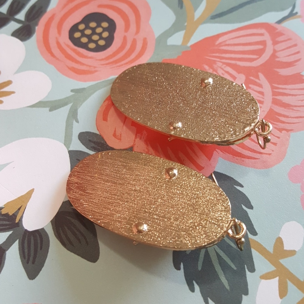 Yellow Oval Drop Earrings Boho - Picture 7 of 7